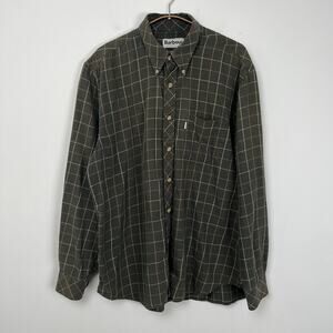 FLAWS - Barbour Shirt Mens XL Brown Plaid Comfort Fit Long Sleeve Button Down